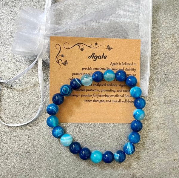 Bracelet pierre AGATE BLEUE