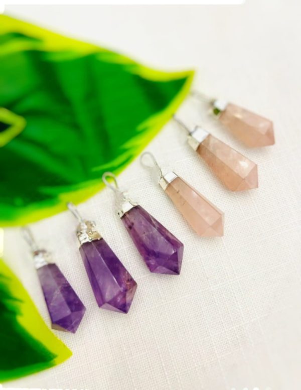 Pendentif Pointe QUARTZ ROSE